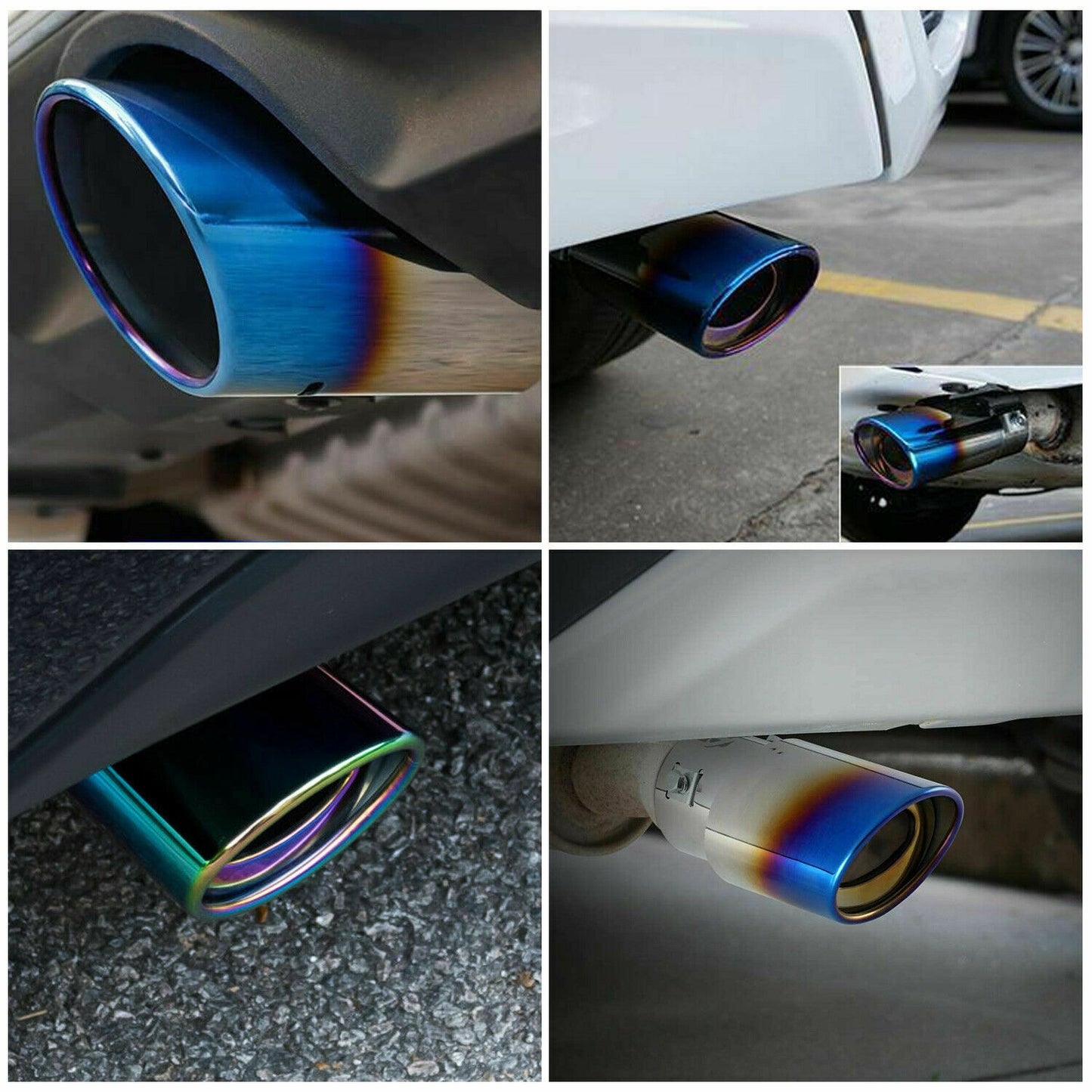 Chrome Blue Car Exhaust Pipe